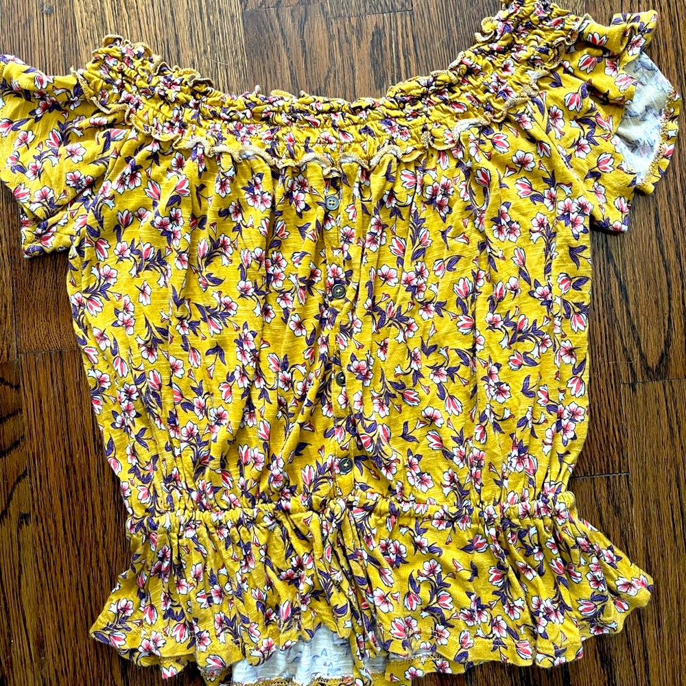 off shoulder yellow floral top